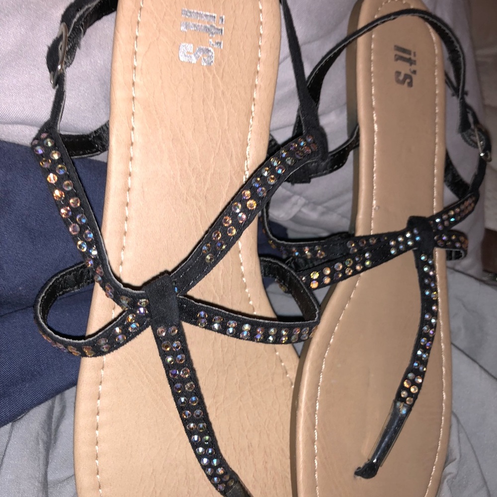 Rhinestone embellished thong sandals